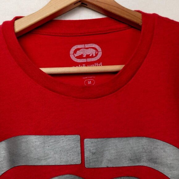 Ecko Unltd Shirt Men Medium Red Short Sleeve Gray Rhino Graphic T Streetwear - Picture 9 of 13